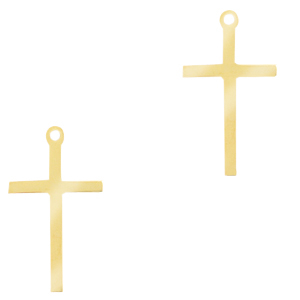 Stainless Steel - Rostfrei Stahl Anh&auml;nger Kreuz Gold