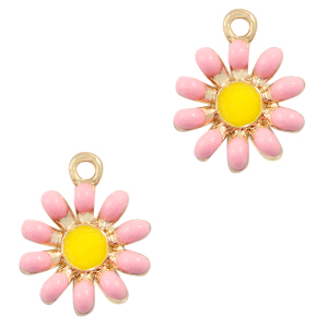 Basic Quality Metall Anh&auml;nger Blume Gold-pink