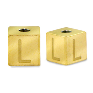 Stainless Steel - Rostfrei Stahl Perlen Buchstaben L Gold