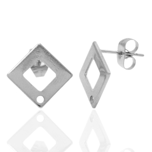 Ohrringe aus Stainless Steel - Rostfreiem Stahl Ohrstecker Quadrat mit &Ouml;se Silber