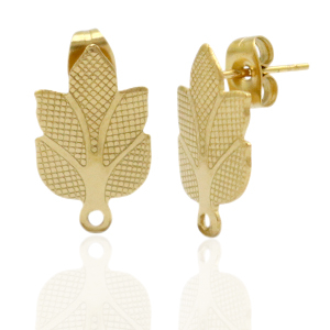 Ohrringe aus Stainless Steel - Rostfreiem Stahl Ohrstecker Blatt mit &Ouml;se Gold