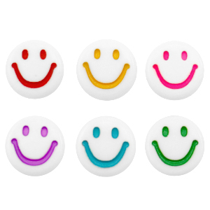 Buchstaben Perlen aus Acryl Smiley White-multicolour