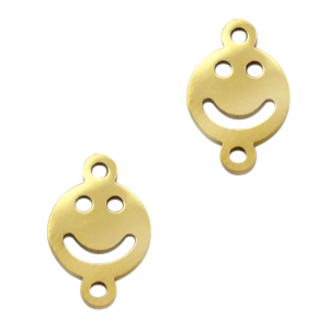 Stainless Steel - Rostfrei Stahl Anh&auml;nger/Zwischenst&uuml;ck Smiley Gold
