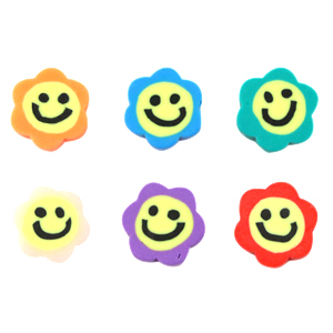 Polymer Perlen Blume Smiley Multicolour
