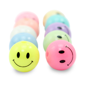 10 mm Acryl Perlen Smiley Multicolour