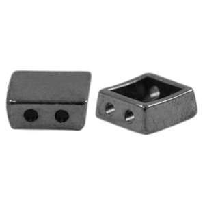 Metall Perlen DQ Duo Beads Viereck Silber anthrazit (Nickelfrei)