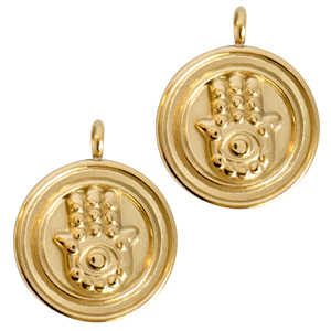 Stainless Steel - Rostfrei Stahl Anh&auml;nger Hamsa Hand Gold