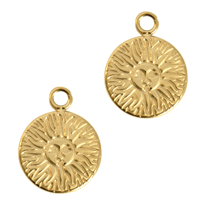 Stainless Steel - Rostfrei Stahl Anh&auml;nger Sonne Gold