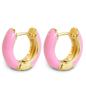 Trendy Ohrringe Creolen Enamel 15mm Pink-gold