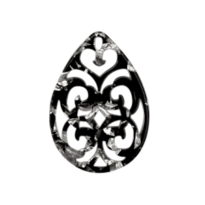 Resin Anh&auml;nger Barock Tropfen Silver-black