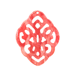 Resin Anh&auml;nger Rhombus Barock Living coral pink