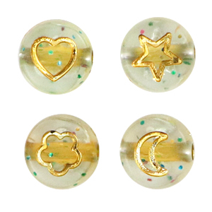 Buchstaben Perlen aus Acryl Icon Transparent glitter-gold