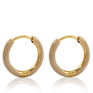 Ohrringe aus Stainless Steel - Rostfreiem Stahl Creolen Enamel 14mm Nude brown-gold