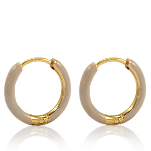 Ohrringe aus Stainless Steel - Rostfreiem Stahl Creolen Enamel 17mm Country beige-gold