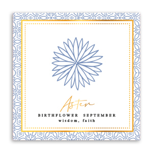 Schmuck Karten Geburtsblume September-Aster Soft blue