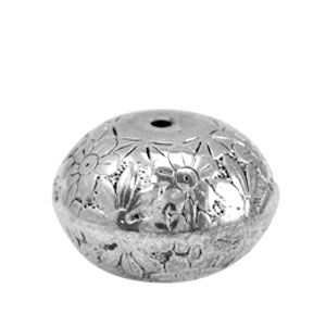 Metallook Perlen TQ Disc Blume Antik silber