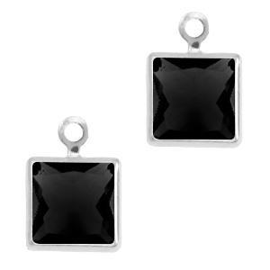 Anh&auml;nger Kristallglas Square Jet black-silver