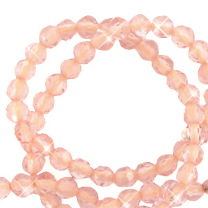 Naturstein Perlen Facett geschliffen 3mm Light peach-pearl shine coating