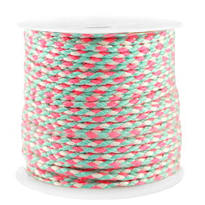 Trendy Kordel geflochten 2mm Neon pink-turquoise