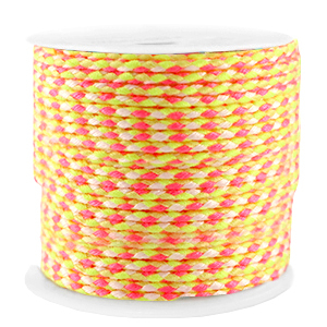 Trendy Kordel geflochten 2mm Neon yellow-pink