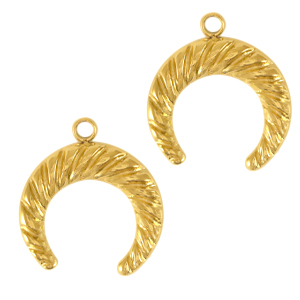 Stainless Steel - Rostfrei Stahl Anh&auml;nger Mond Gold