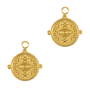 Stainless Steel - Rostfrei Stahl Anh&auml;nger Auge der Vorsehung Gold