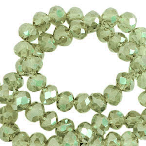 Top Glas Facett Perlen 8x6 mm rondellen Vineyard green-pearl shine coating