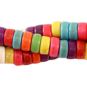 Natursteinperlen Howlit Disc 8x3mm Multicolour