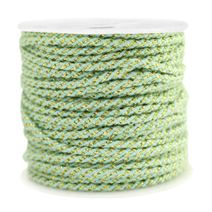 Makramee Band twisted 1.5mm Gold-soft mint green