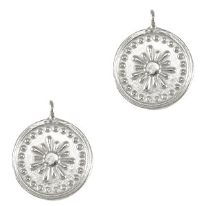 Metall Anh&auml;nger DQ Blume Antik silber (Nickelfrei)