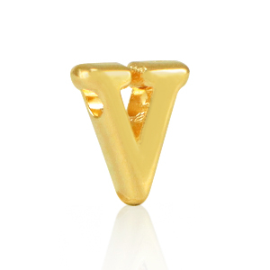 Metall Perlen Buchstabe DQ V Gold (Nickelfrei)