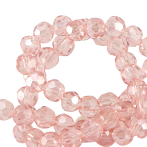 Top Glas Facett Perlen rund 4mm Smashing pink-pearl shine coating