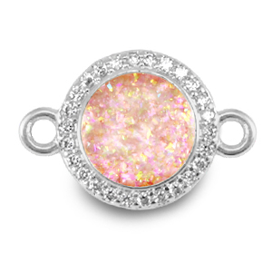 Brass TQ Metall Anh&auml;nger Zwischenst&uuml;ck 12mm Enamel Silver-light pink