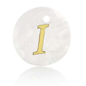 Muschel Anh&auml;nger S&uuml;&szlig;wasserperlmutt Buchstaben I Gold-white (Naturliche Farbe Muschel)