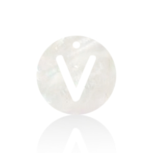 Muschel Anh&auml;nger S&uuml;&szlig;wasserperlmutt Buchstaben V White (Naturliche Farbe Muschel)