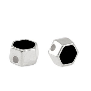 Metall Perlen DQ Hexagon Antik silber-black (nikkelvrij)