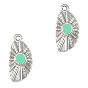 Metall Anh&auml;nger DQ irregular Antik silber-veraman blue (nikkelvrij)