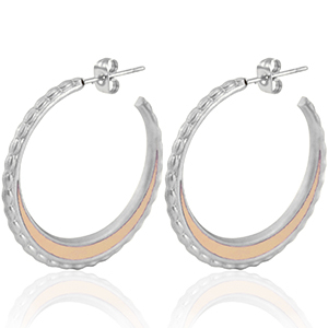 Ohrringe aus Stainless Steel - Rostfreiem Stahl Creolen 30mm Silver-vintage pink