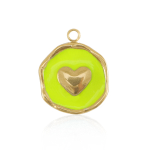 Stainless Steel - Rostfrei Stahl Anh&auml;nger Heart Gold-neon yellow