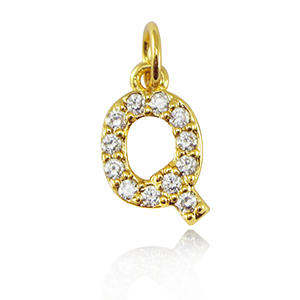 Brass TQ Metall Anh&auml;nger initial Q Gold