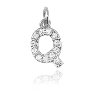 Brass TQ Metall Anh&auml;nger initial Q Silver