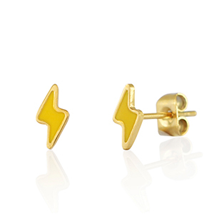 Ohrringe / Ohrstecker aus Stainless Steel - Rostfreiem Stahl Blitz Gold-yellow