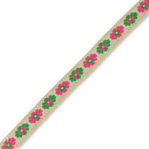Schmuckband mit Blumen Beige-green-pink