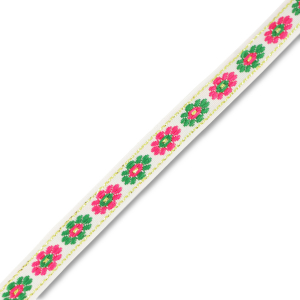 Schmuckband mit Blumen White-green-pink