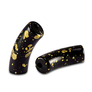 Acryl perlen Tube shiny Black-gold