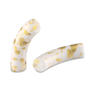 Acryl perlen Tube matt White-gold