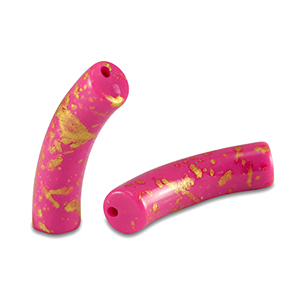 Acryl perlen Tube shiny Fuchsia pink-gold
