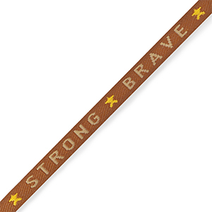 Schmuckband mit Text "strong brave" Rust orange