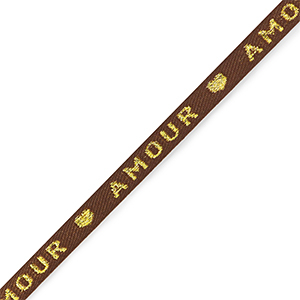 Schmuckband mit Text "amour" Brown-gold
