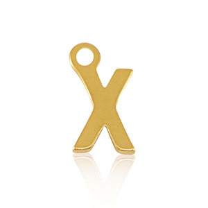 Stainless Steel - Rostfrei Stahl Anh&auml;nger Initial X Gold